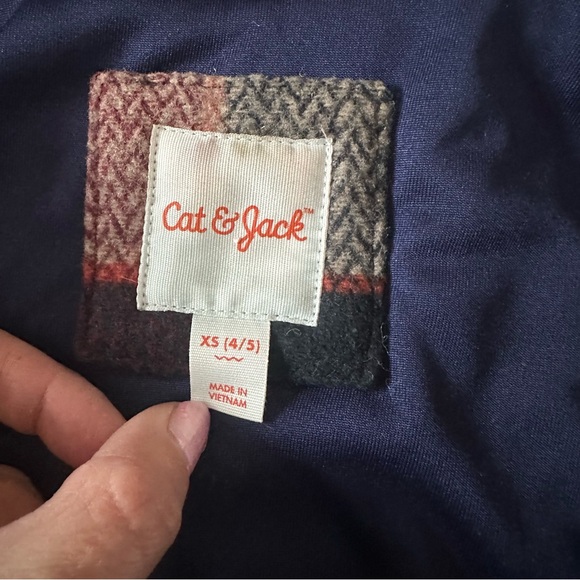 Size 4 / 5 Plaid Peacoat Dress Coat with Hood - Picture 9 of 9